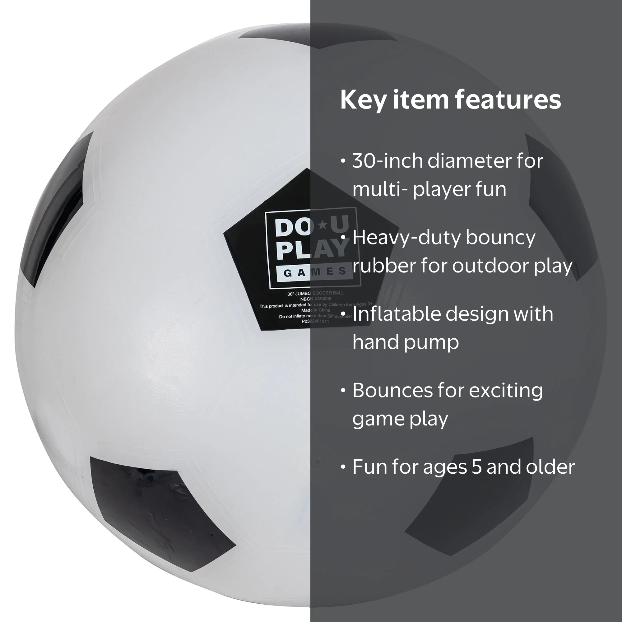 Do-U-Play Jumbo Soccer Ball, 30 Inch Inflatable, Kick-Chase-Bounce