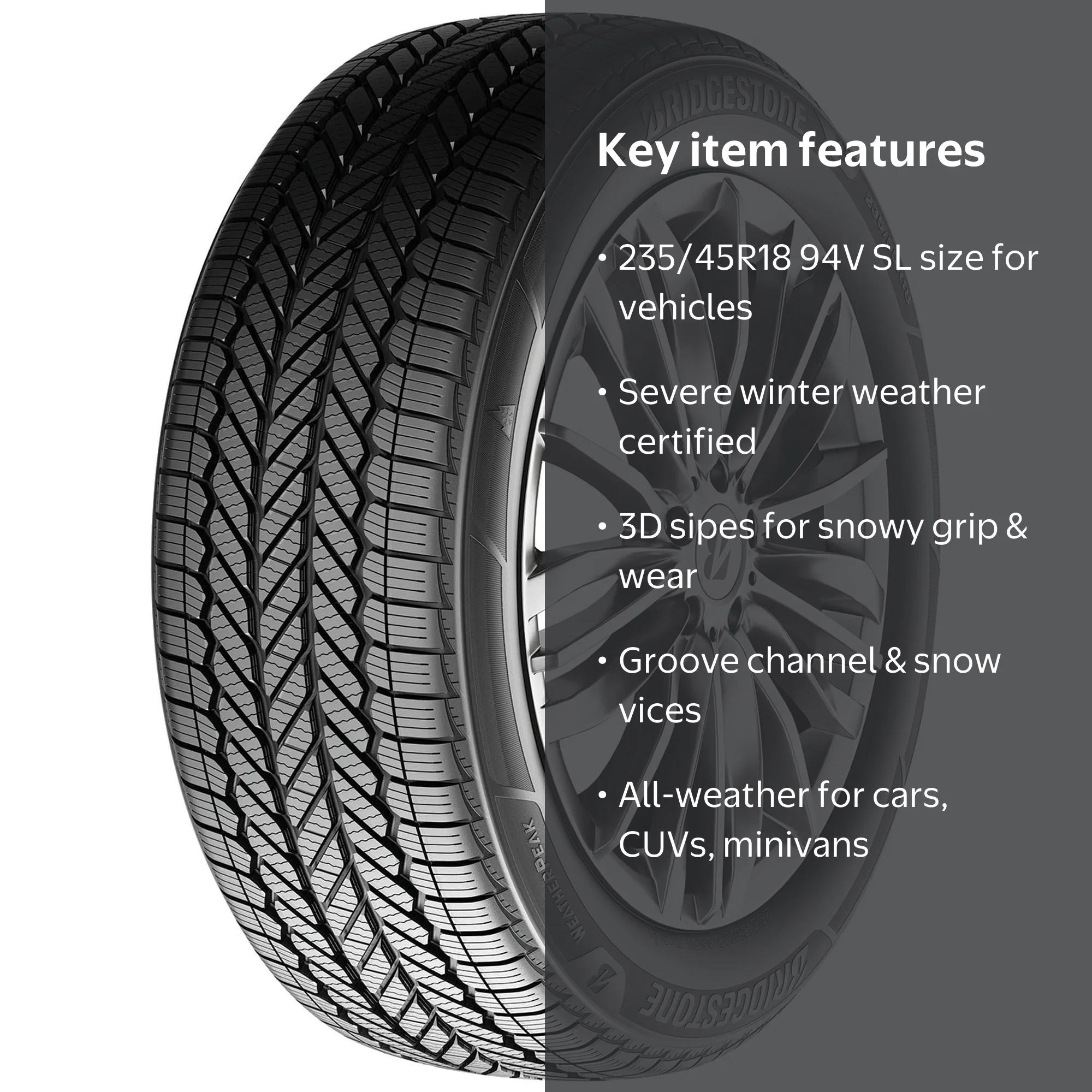 Bridgestone Weatherpeak All Weather 235/45R18 94V Passenger Tire