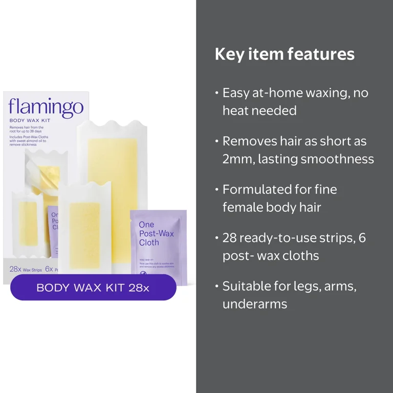 Flamingo Women's Body Wax Kit - 28 Gel-Wax Strips & 6 Post-Wax