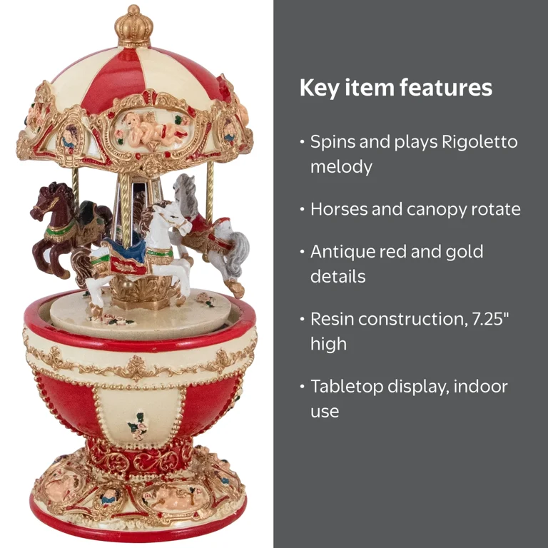Northlight Horses and Cupids Animated Musical Carousel - 7.25