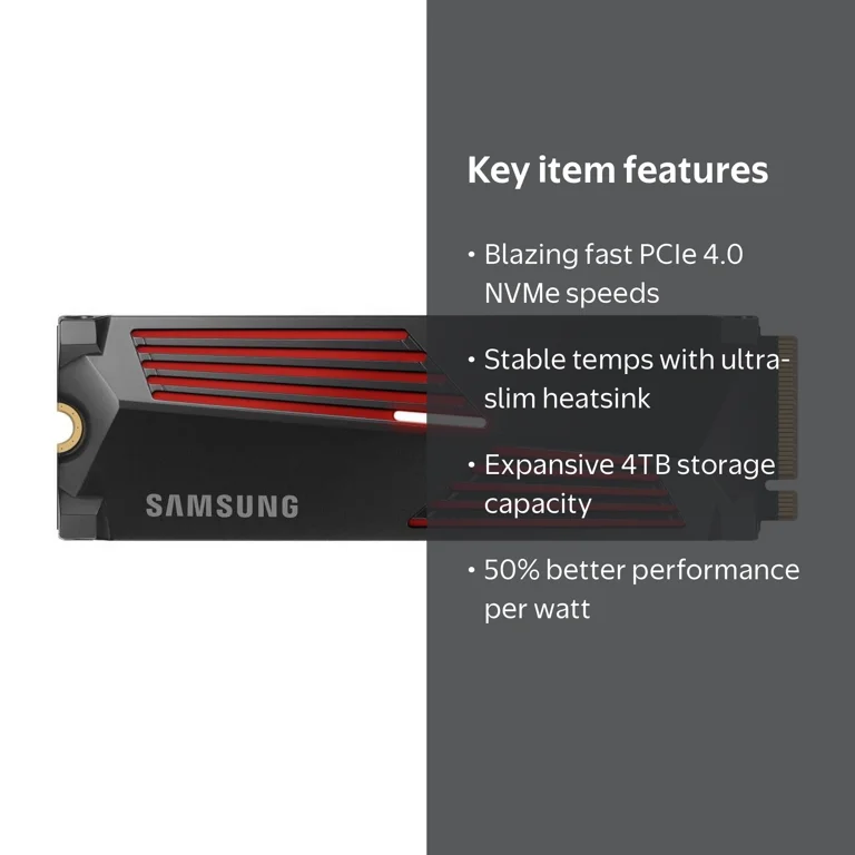 Samsung 990 PRO with Heatsink PCIe 4.0 NVMe SSD 4TB, Black