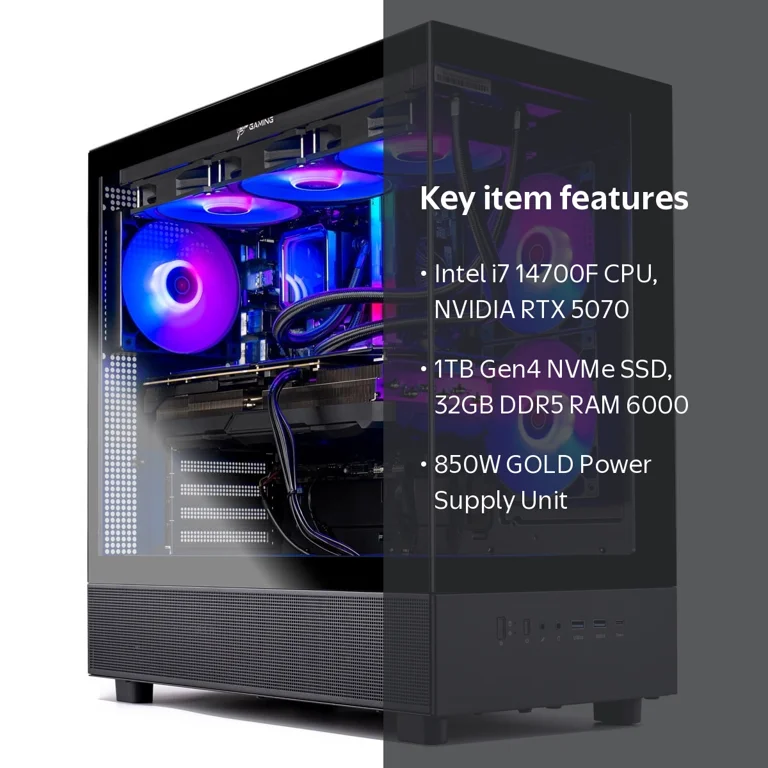 Skytech Gaming Azure 3 PC, Intel i7 14700F, NVIDIA RTX 5070, 32GB