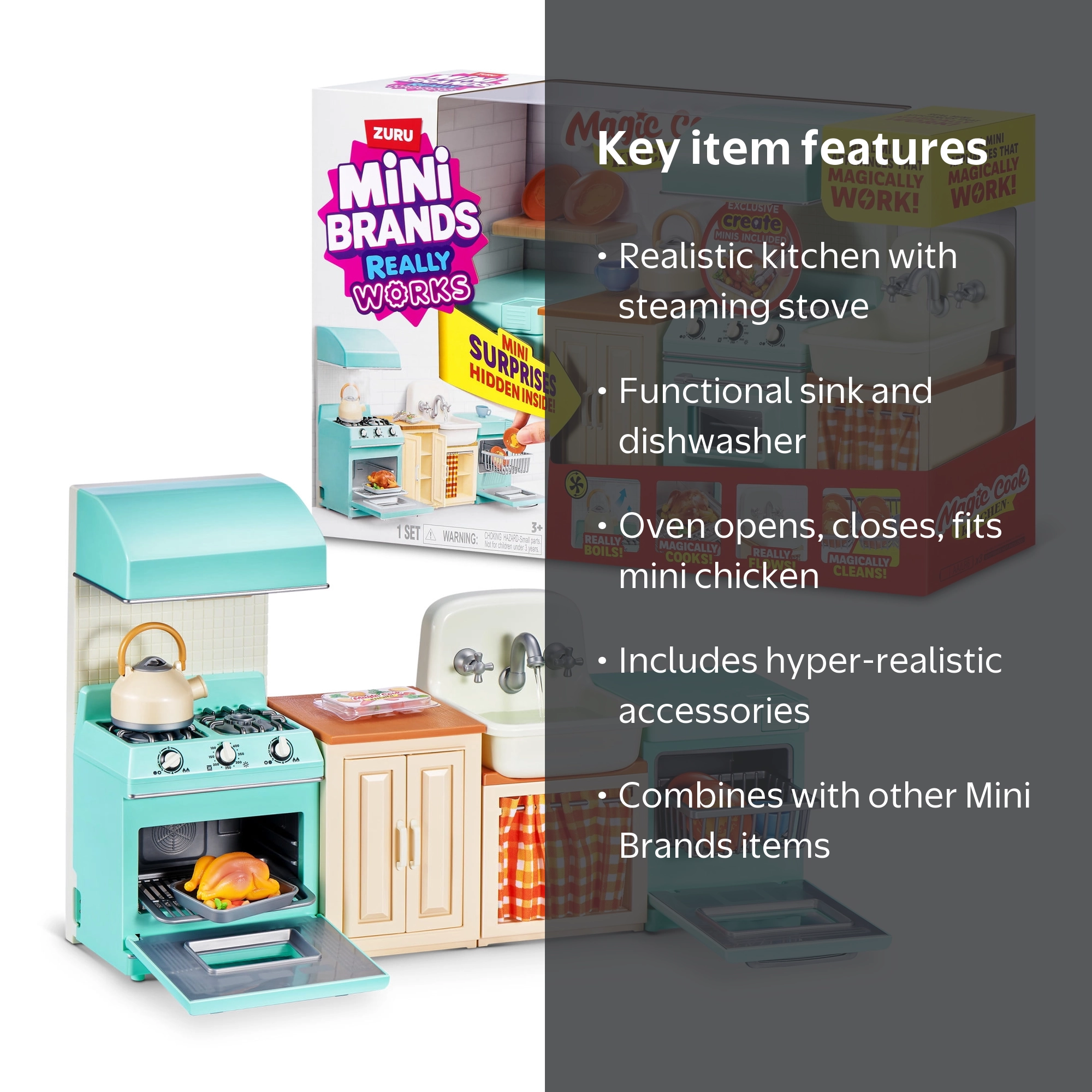 Mini Brands, Miniature Kitchen Playset, Real Cooking Features