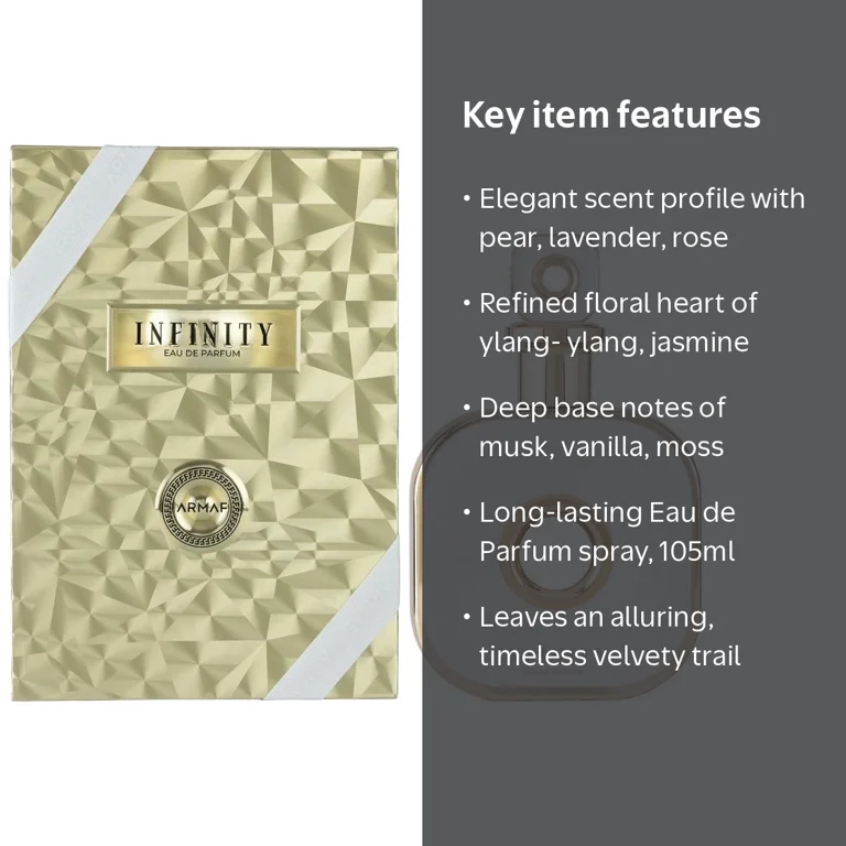 Armaf, Ladies Infinity Gold EDP Spray, Floral Woody Musk, 3.6 oz