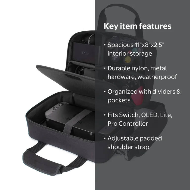 Nintendo Switch Travel Case with Custom Storage Compartments for