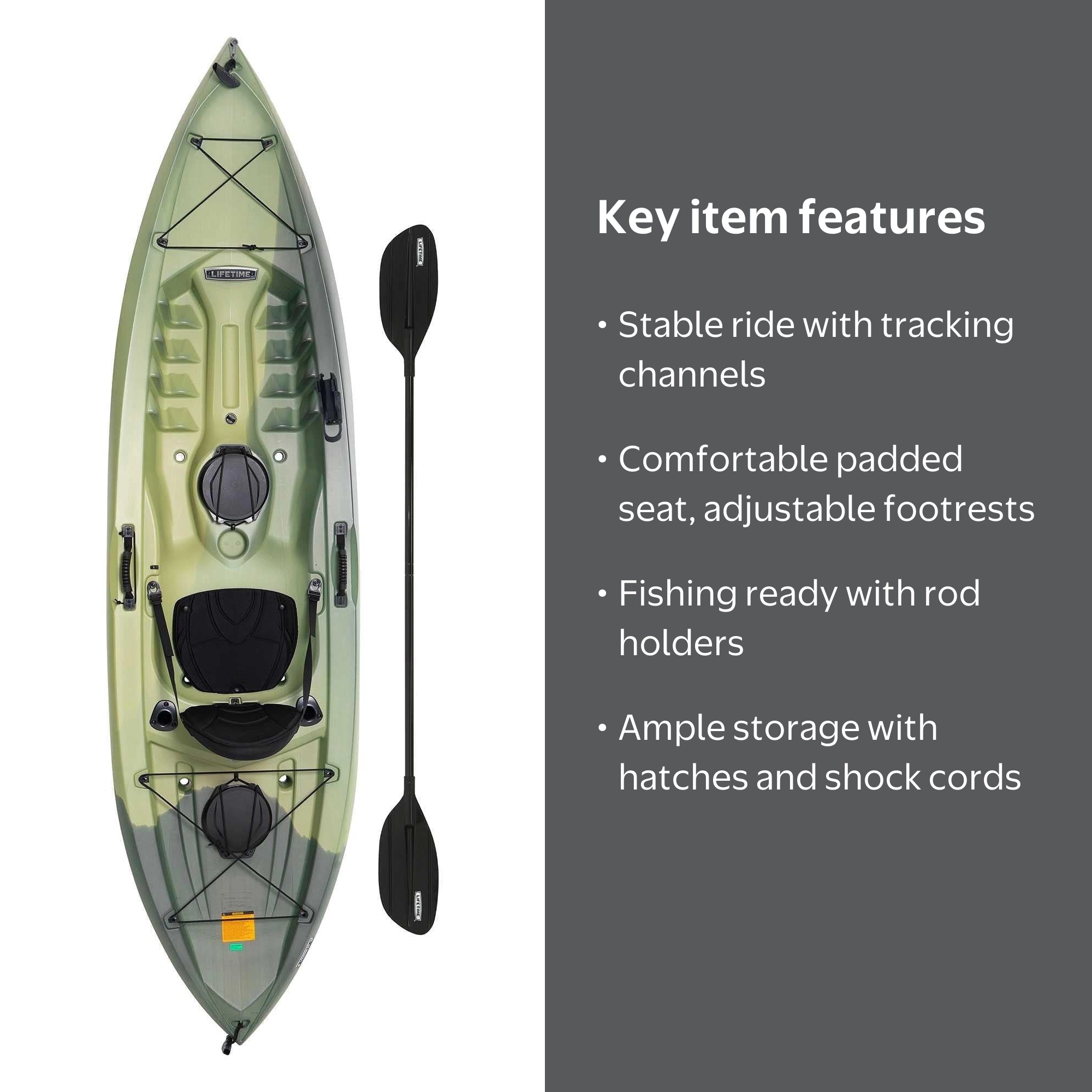 Lifetime Tamarack Angler 10 ft Sit-On-Top Kayak with Paddle, Moss