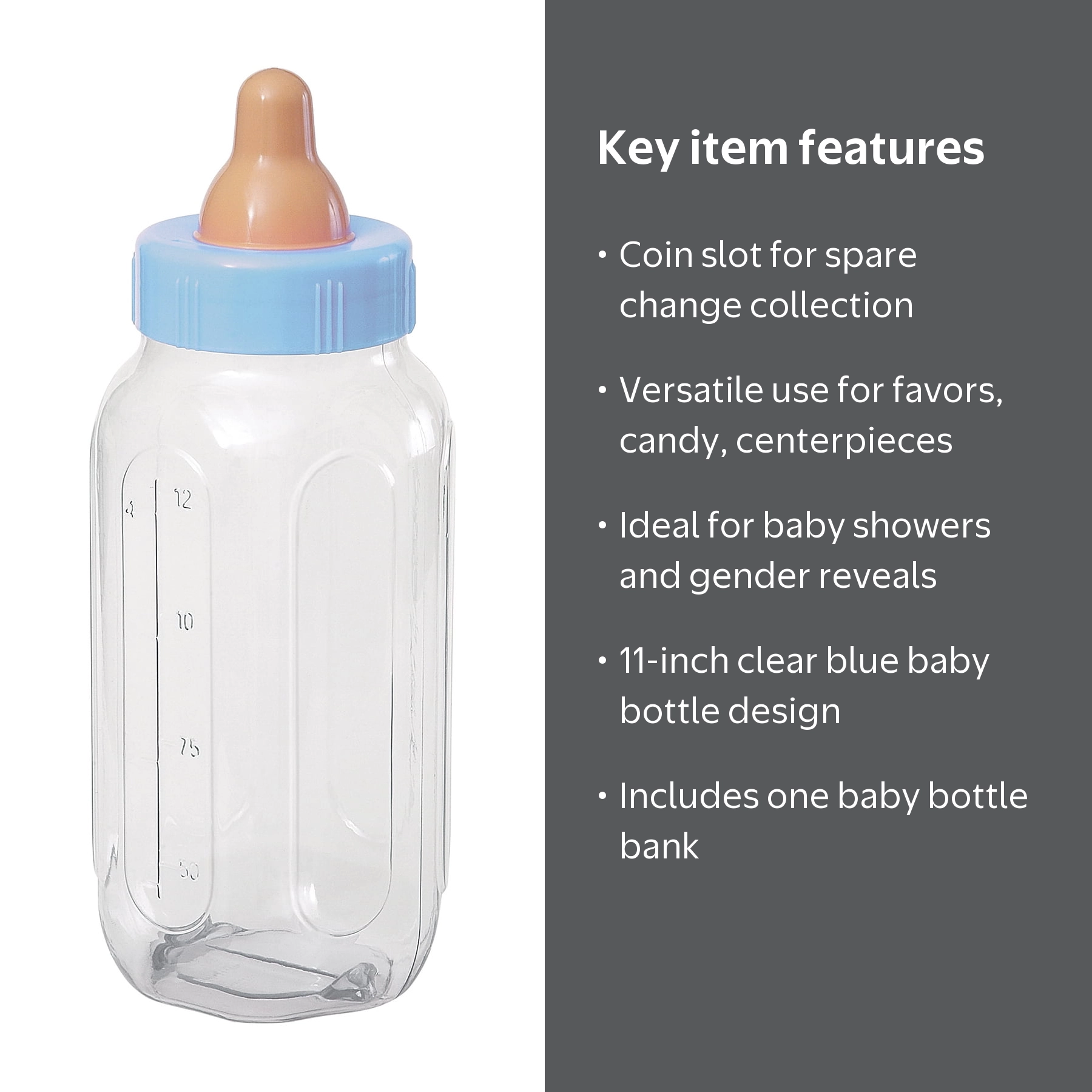 Way To Celebrate, Blue Plastic Baby Bottle Bank, 1ct, 11-inch