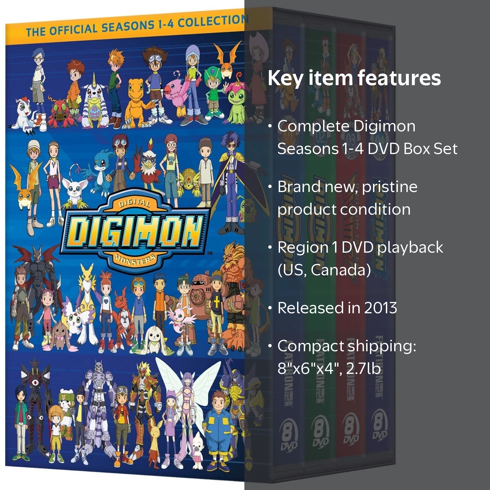 Digimon Digital Monster: The Complete Series Seasons 1-4. DVD Box