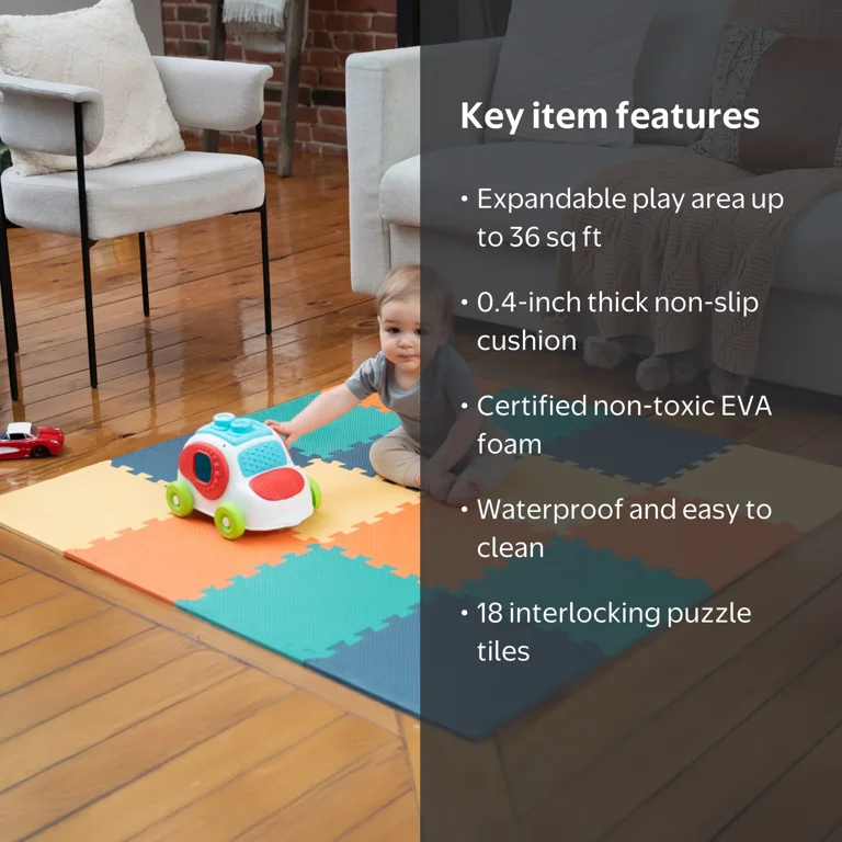 MioTetto Non-Toxic Foam Play Mat for Babies & Kids, Interlocking