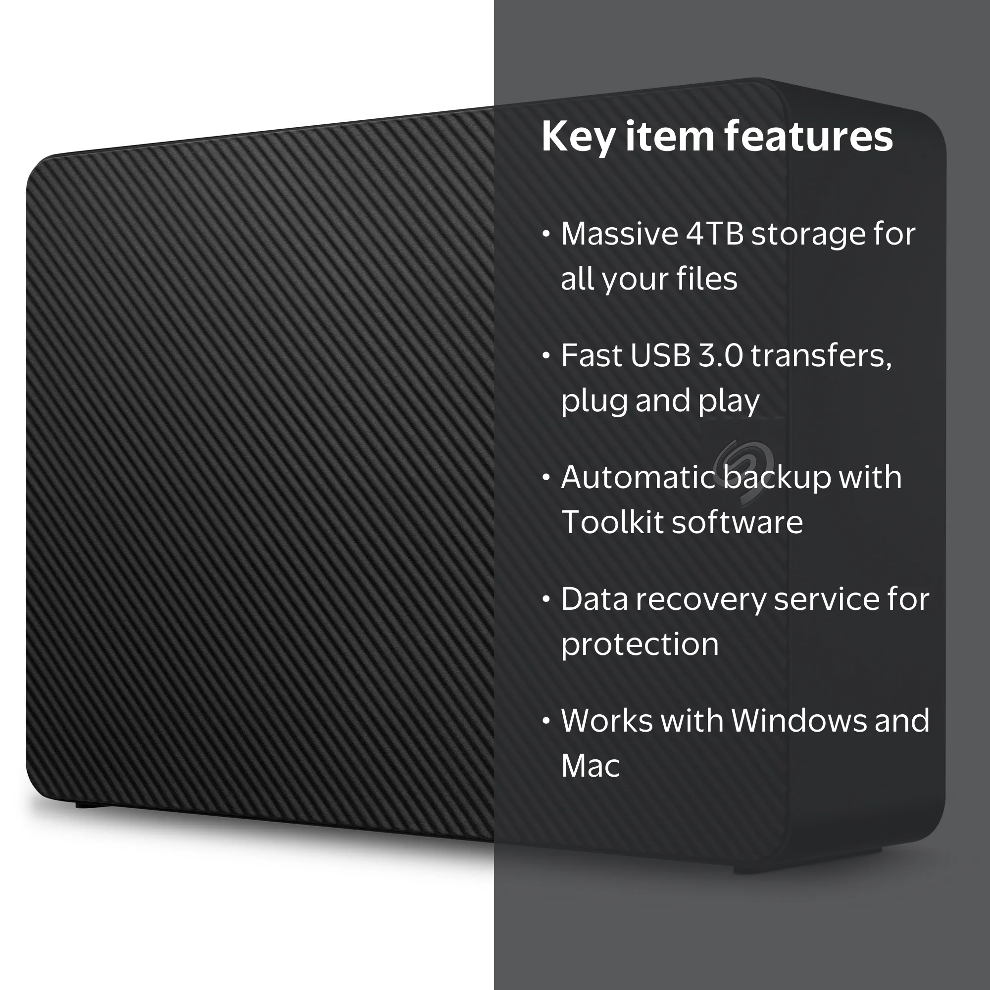 Seagate, External Hard Drive, STKR4000400, Black, 4TB Desktop