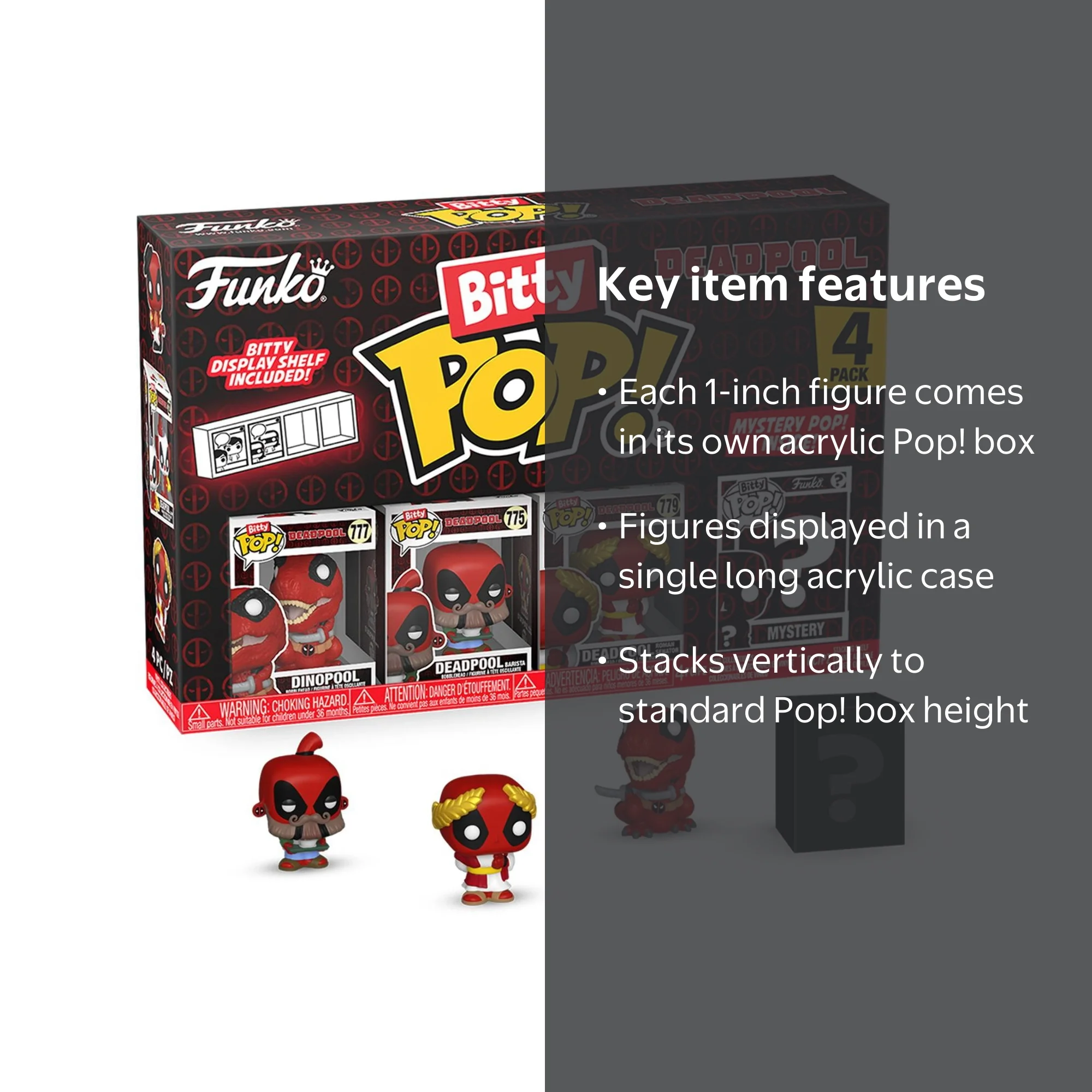 Funko, Funko Bitty POP, Deadpool Dinopool 4-Pack, Mini-Figure