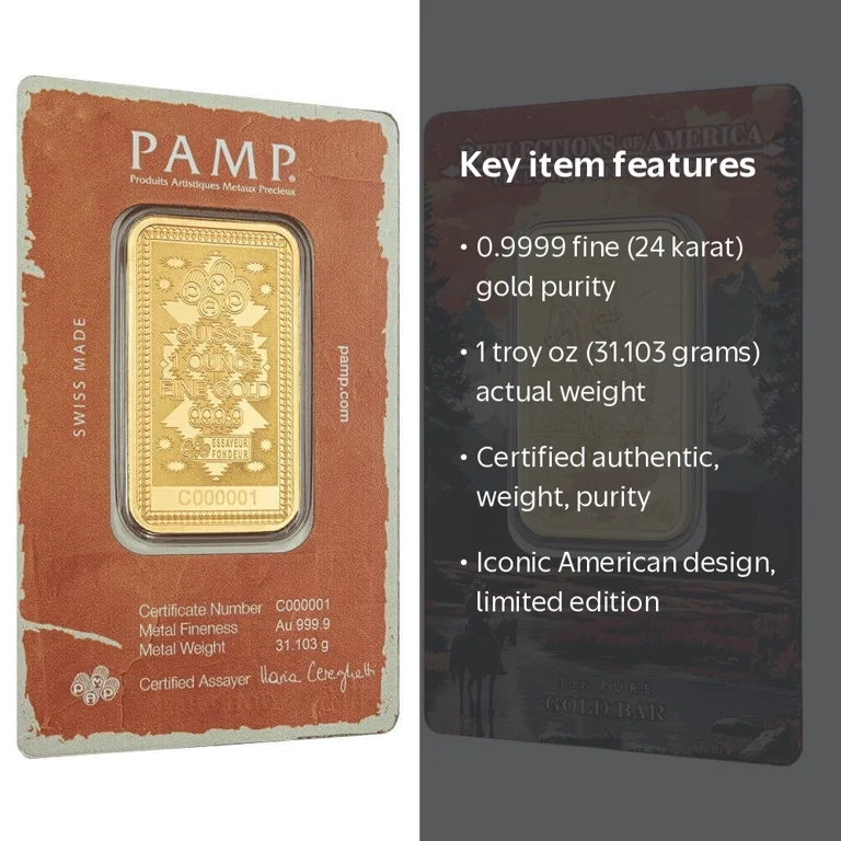 1 oz PAMP Suisse Yellowstone Cowboy Gold Bar .9999 Fine (in Assay