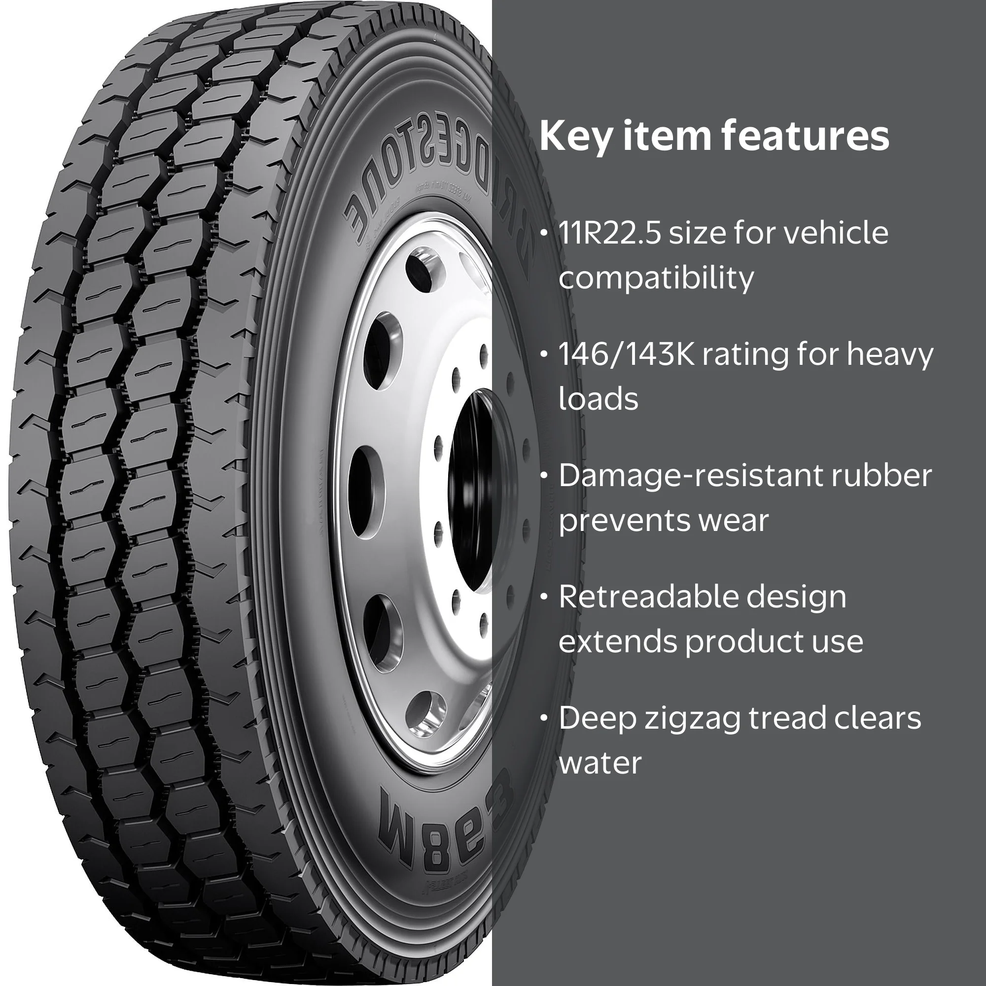 Bridgestone M863 11R22.5 146/143K H Commercial Tire - Walmart.com