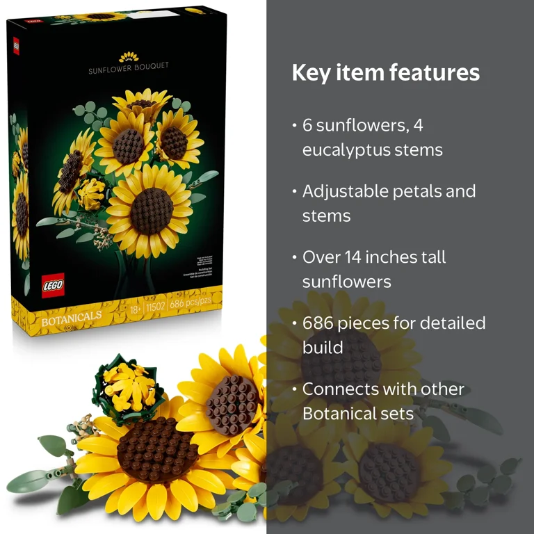 BOUQUET.様確認用 LEGO, Botanicals Sunflower Bouquet, 11502, 686 Pieces - Walmart.com
