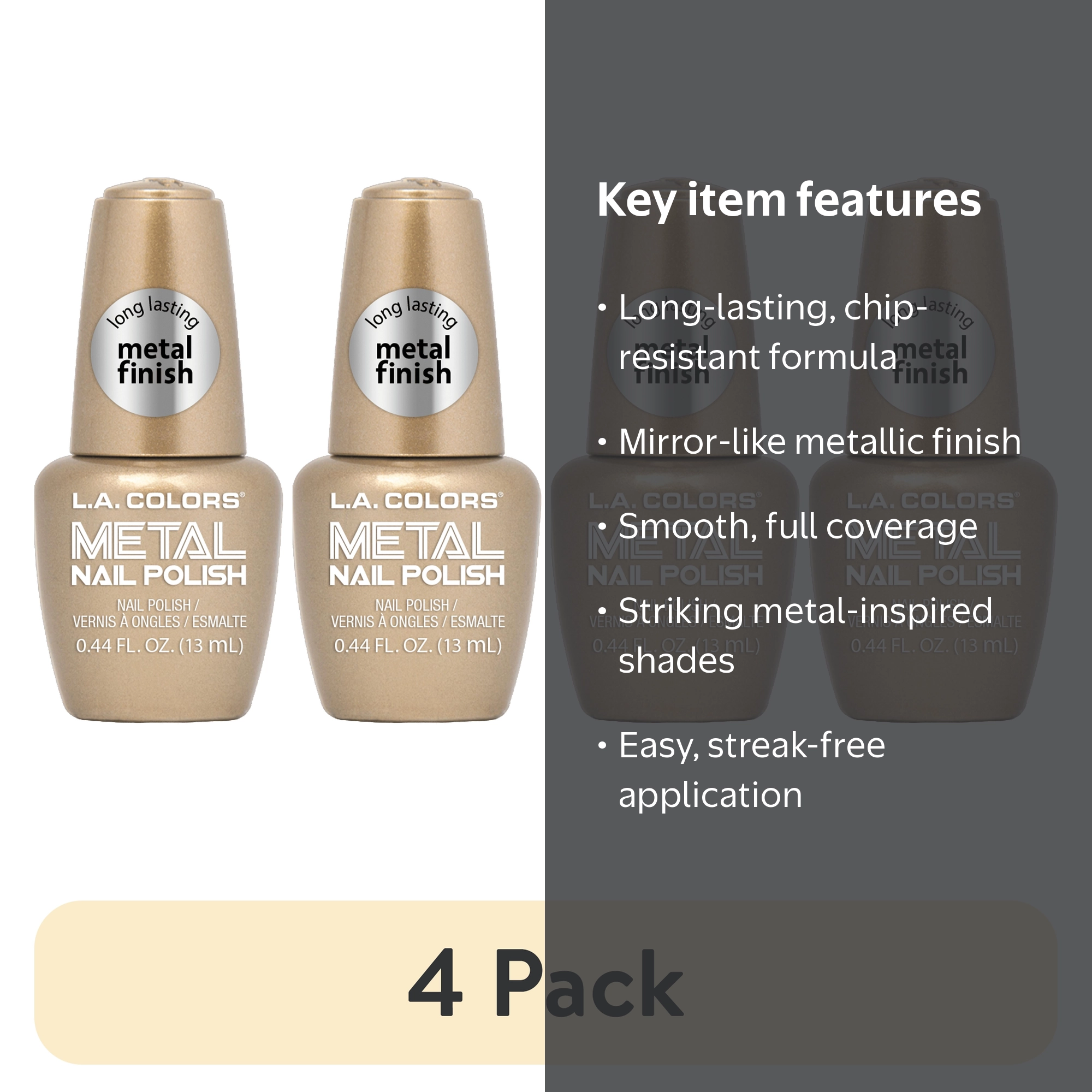 ★リッチマーブルスギライト 14ミリ珠 ビーズⅠ(SA+) 4 pack) L.A. COLORS Long Lasting Chip Resistant Metal Nail Polish