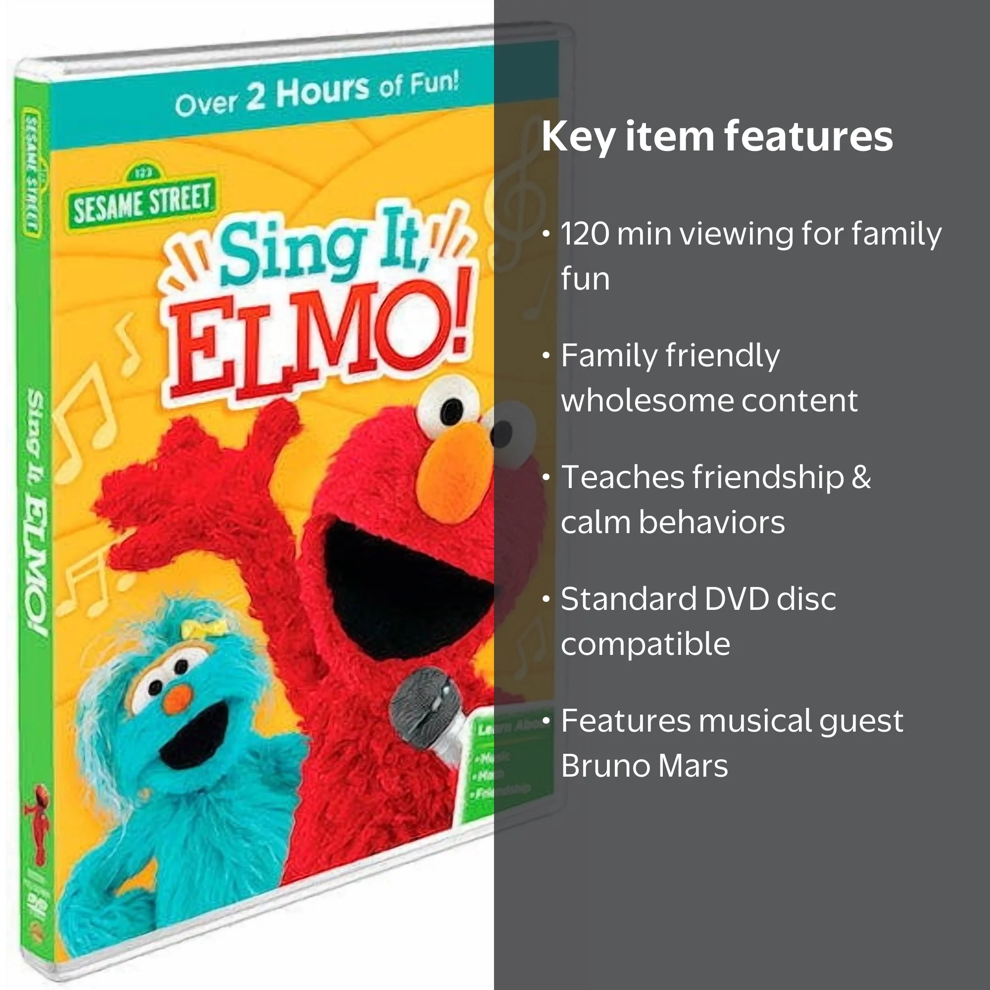 SDS, DVD, Sing It Elmo, Featuring Bruno Mars, 120 mins - Walmart.com