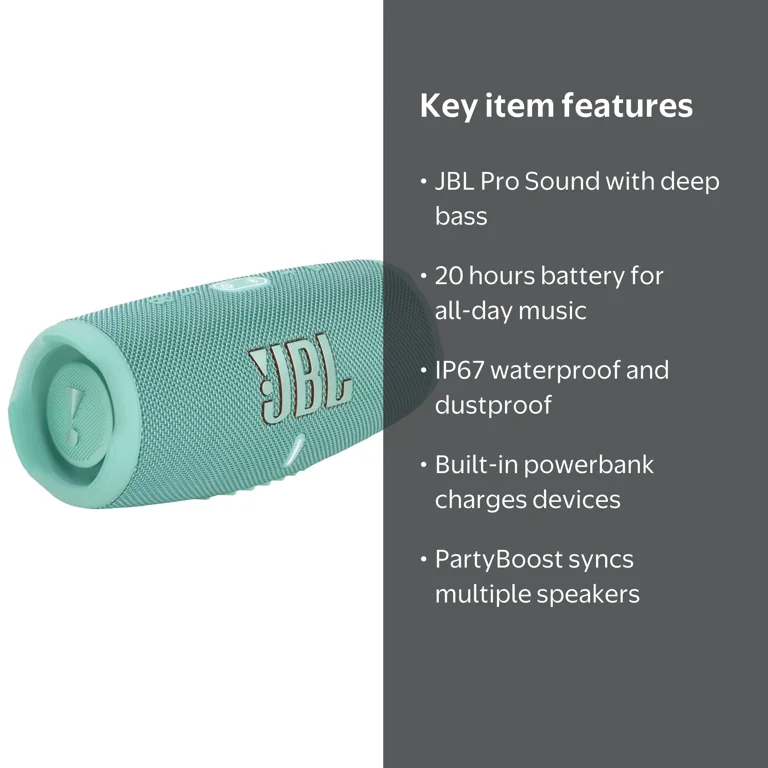 JBL Charge 5 - Portable Waterproof Speaker with Powerbank, Teal