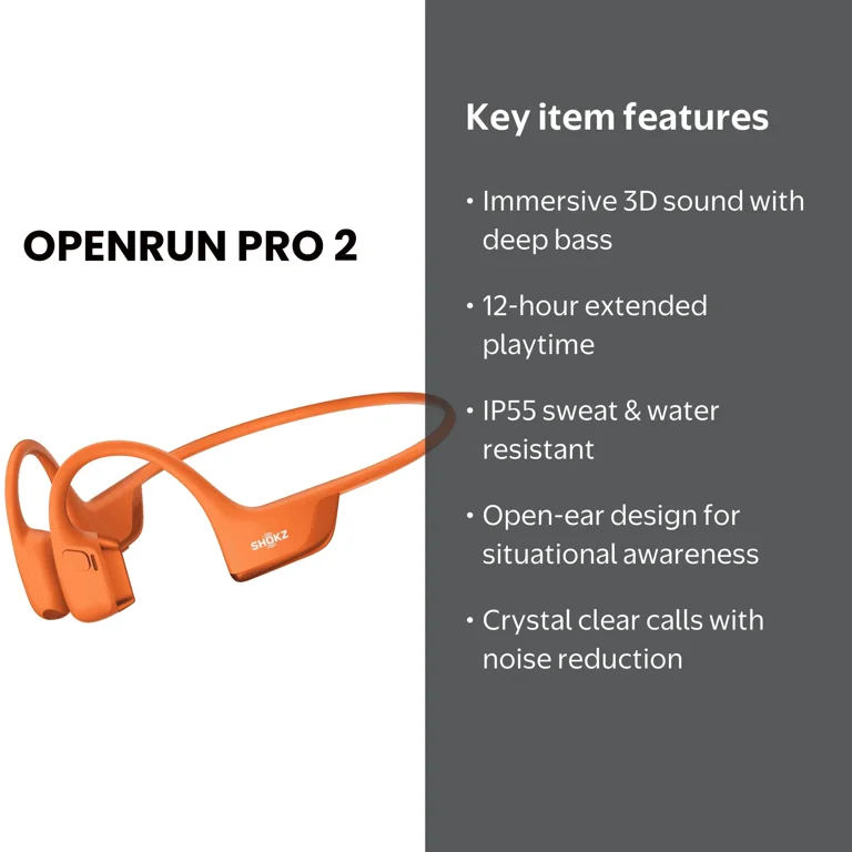 Shokz OpenRun Pro 2 Open-Ear Bone Conduction Sport Headphones