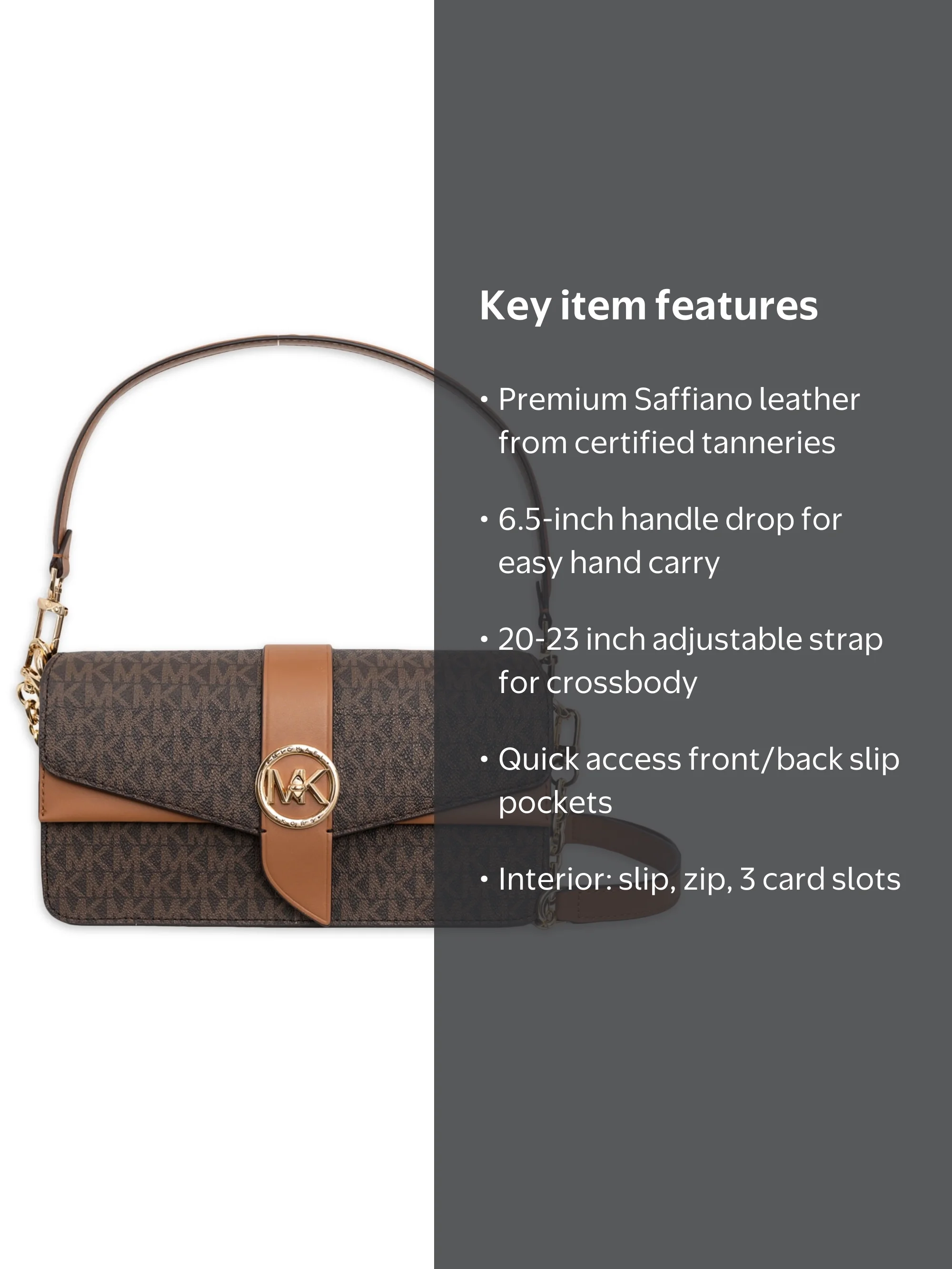 Michael Kors Women's Greenwich Medium Saffiano Leather Shoulder