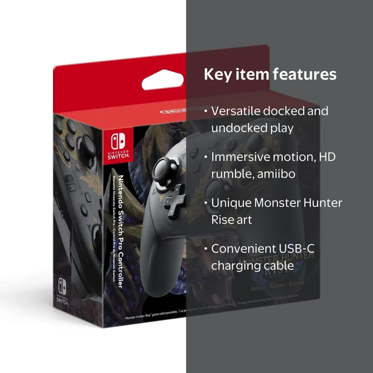 任天堂Switch　スイッチ用コントローラー（無線）MONSTER HUNTER Nintendo Switch Pro Wireless Controller - Monster Hunter Rise