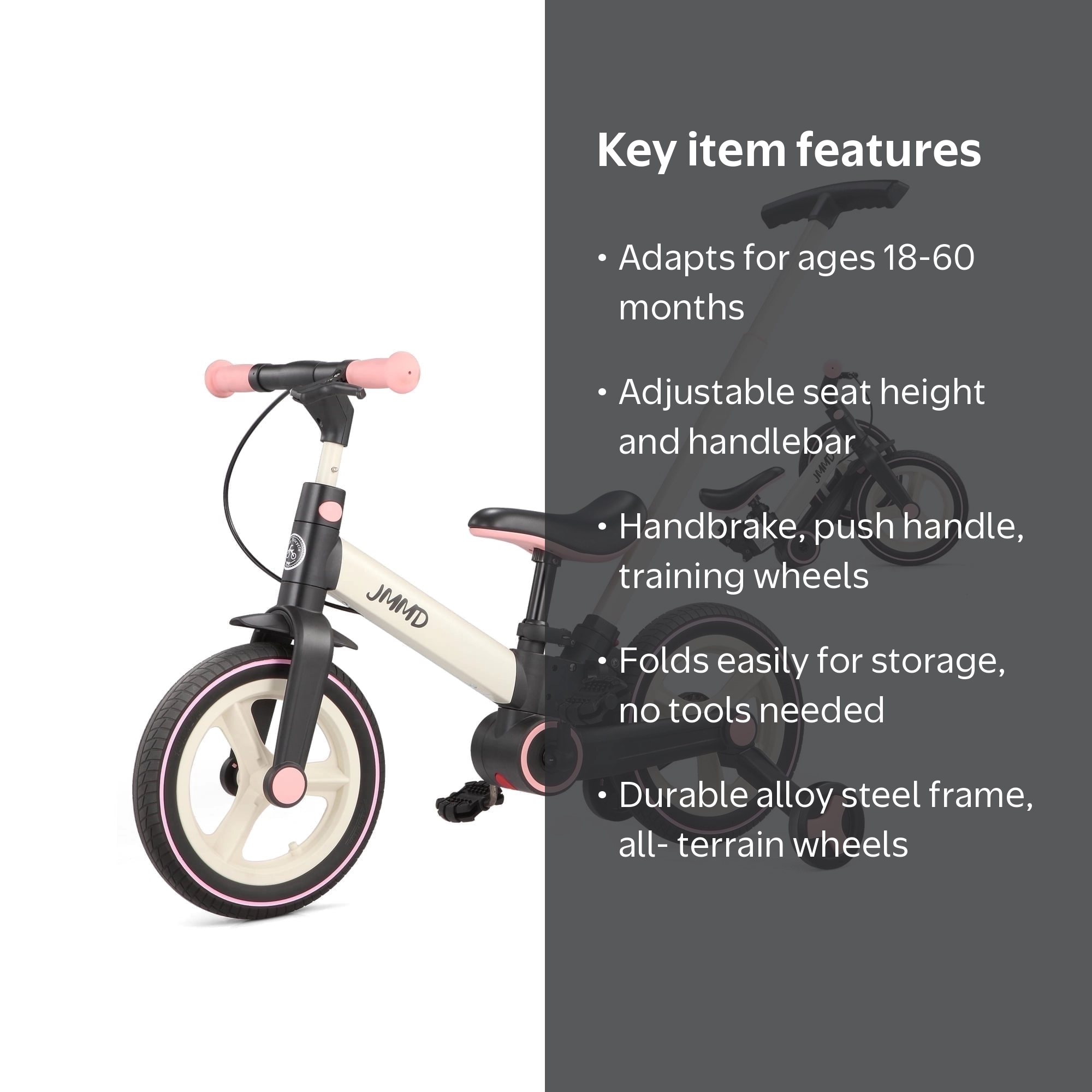 JMMD, 6-in-1 Toddler Bike, Pink, for Ages 18-60 Months - Walmart.com