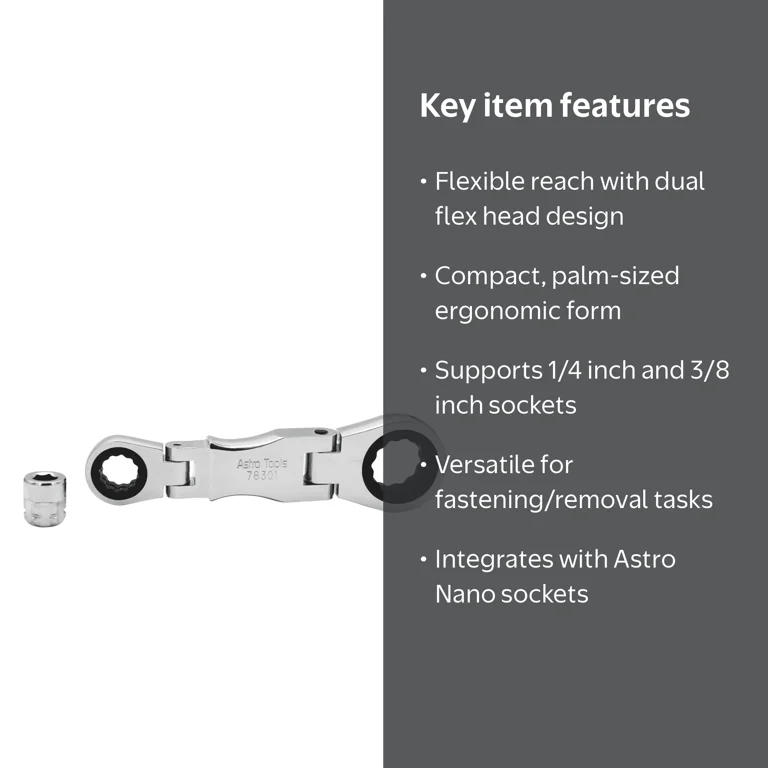 Astro Pneumatic 78301 Double Flex Head Ratchet Palm Sized Nano