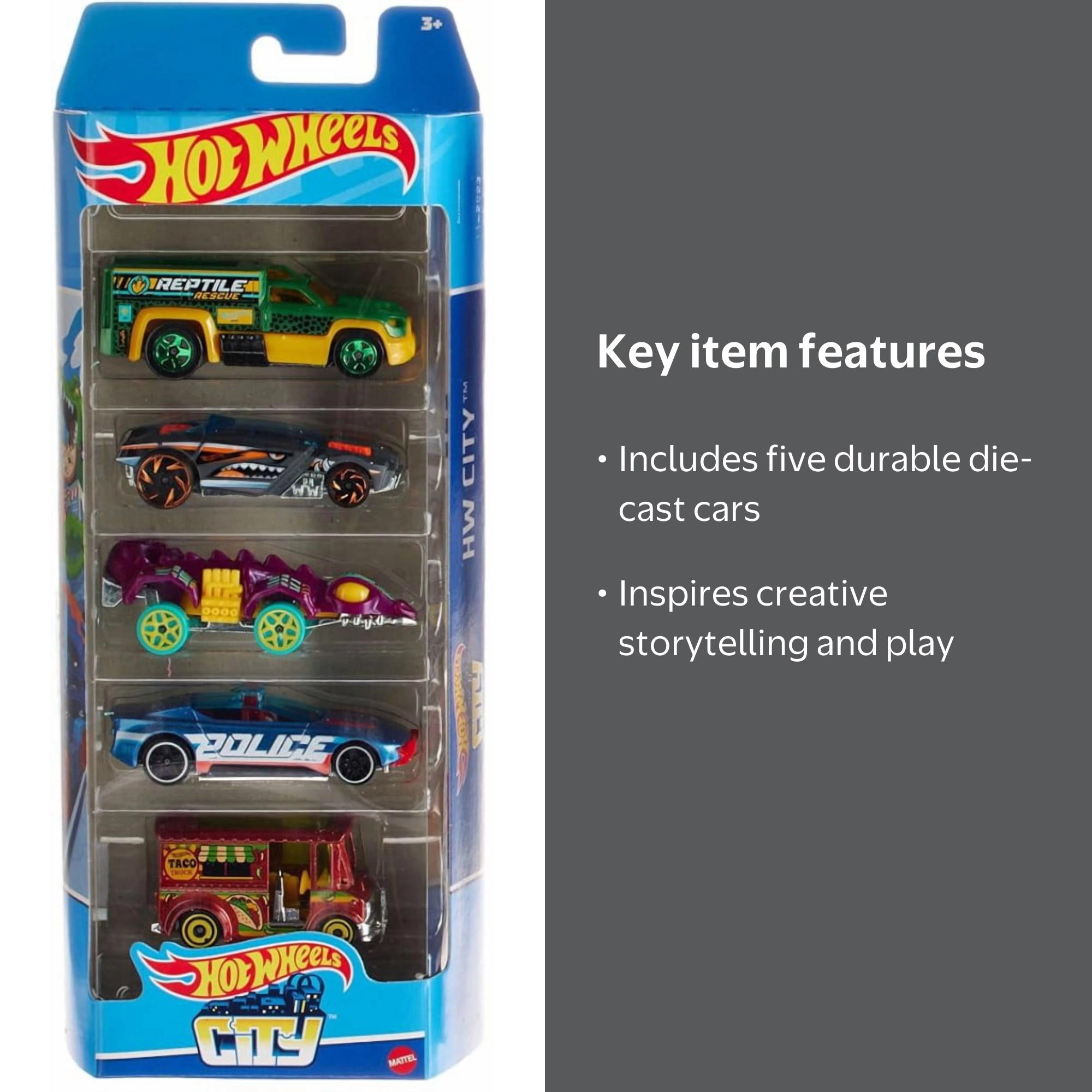 Hot Wheels City Alpha Pursuit, Bread Box, Rescue Duty, Fangster
