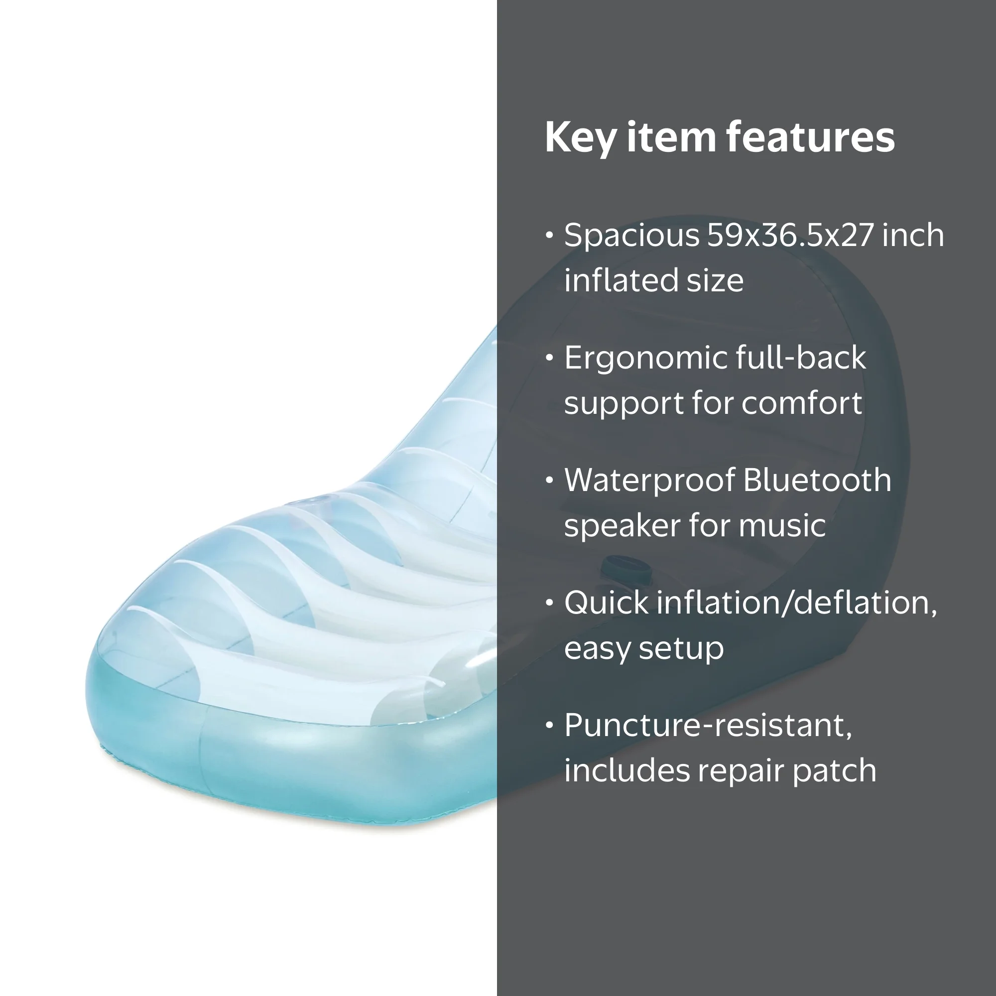 Summer Waves H2O Beats Ergo Lounge Pool Float, Blue, for Adults