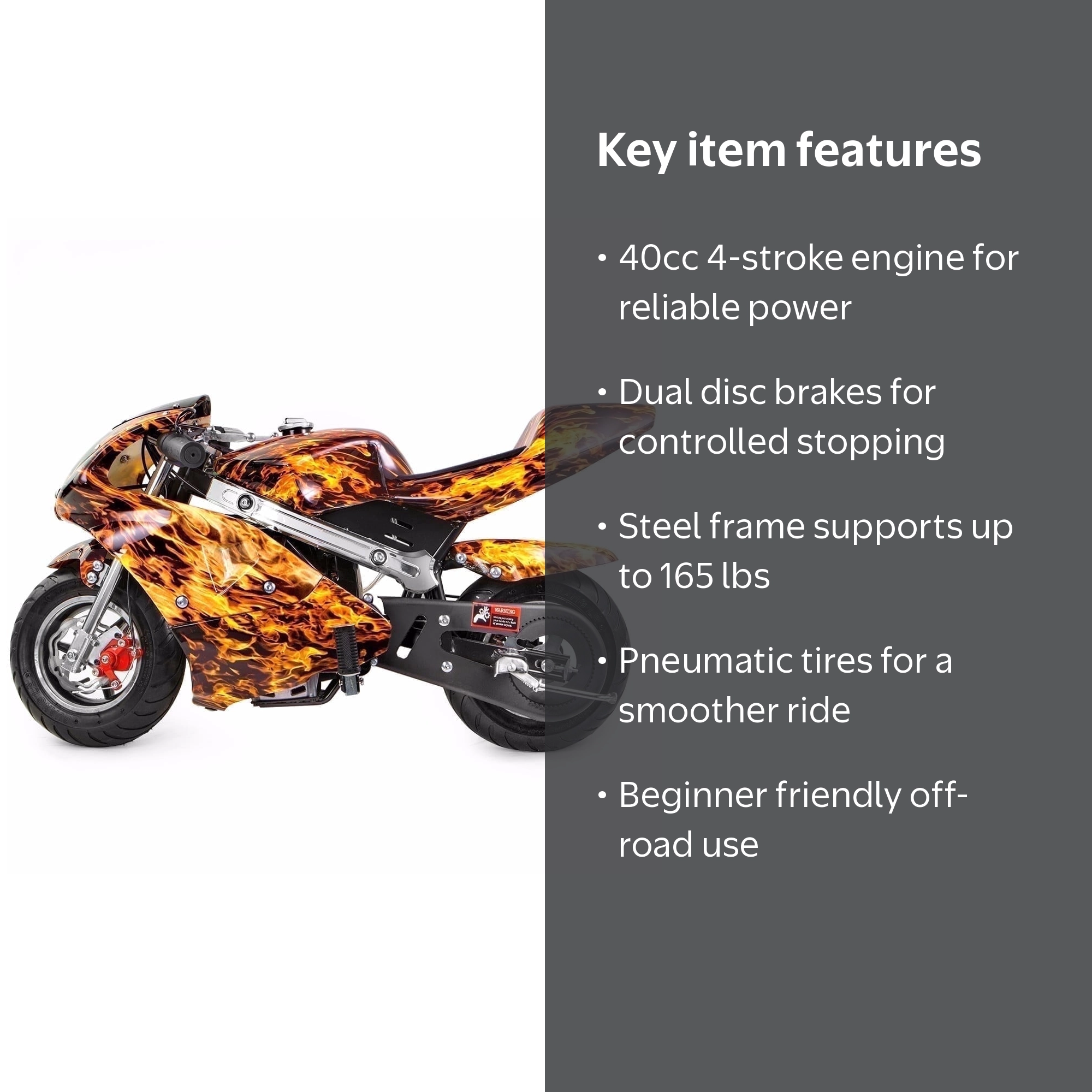 XtremepowerUS, 40cc 4-Stroke Gas Pocket Bike, EPA Approved, Dual