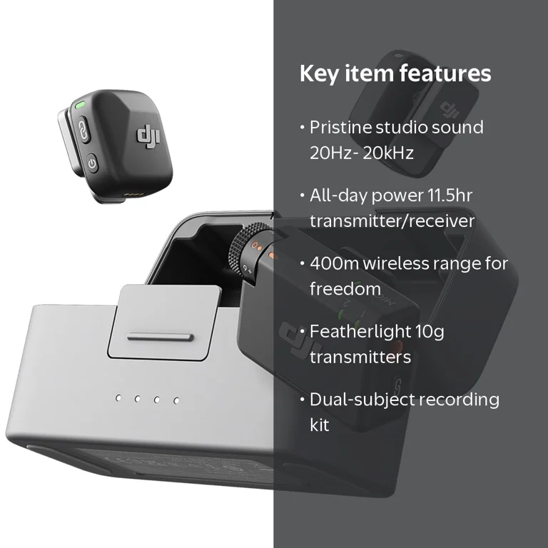 DJI, Mic Mini Wireless Microphone System, 2-Person, 2.4GHz