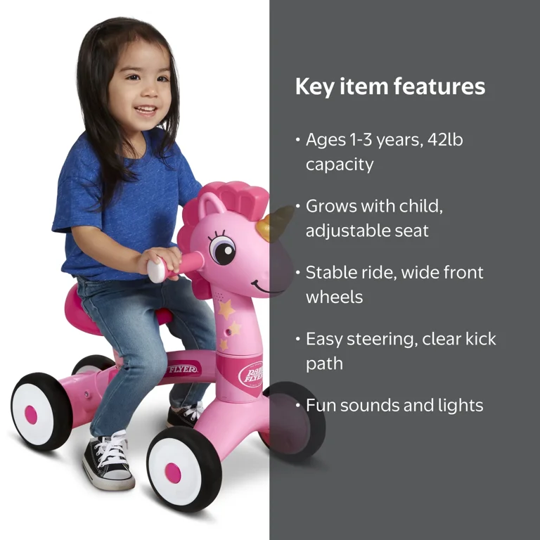 Radio Flyer, Lil' Racers: Sparkle the Unicorn Ride-on for Girls