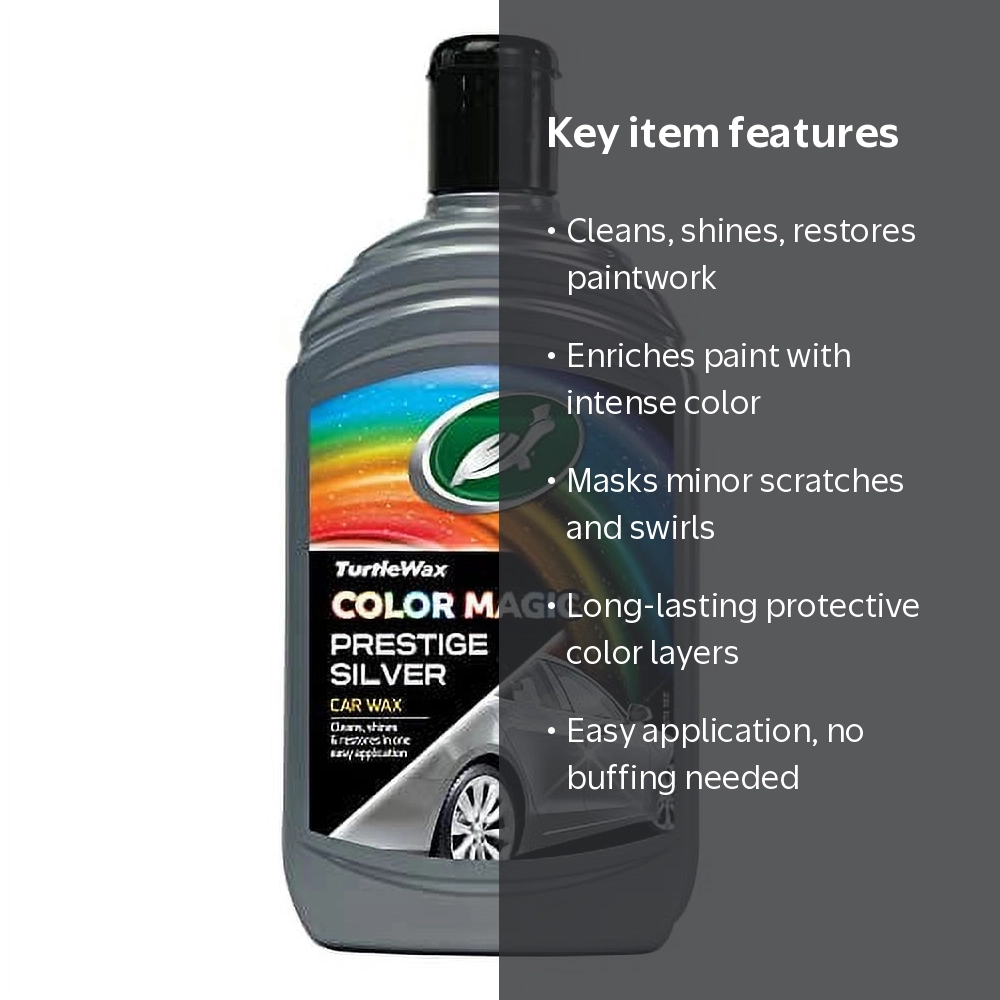 Turtle Wax Car Polish, Prestige Silver Wax 500ml, Cleans, Shines