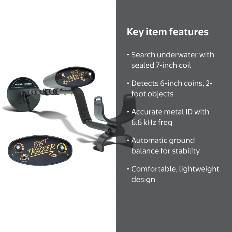 Bounty Hunter Waterproof Fast Tracker Metal Detector with High