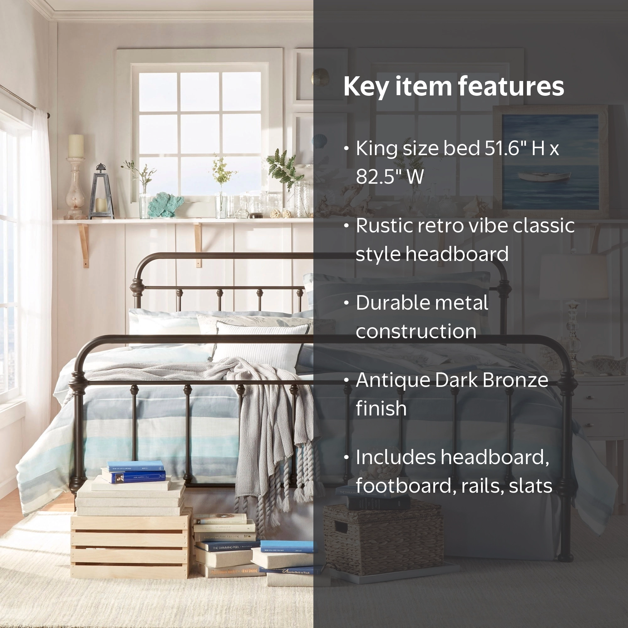 Free Shipping! Weston Home Nottingham King Bed Frame, Antique Dark