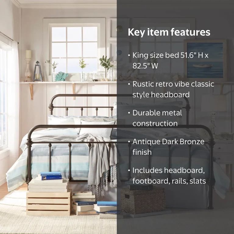 Free Shipping! Weston Home Nottingham King Bed Frame, Antique Dark