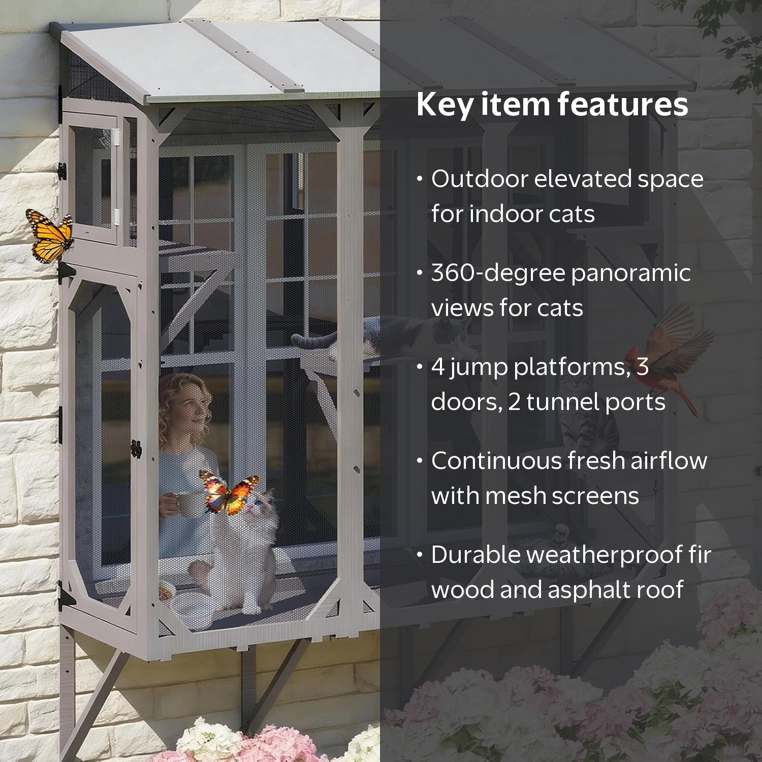 PETSCOSSET Wooden Cat Window Box Enclosure, 68