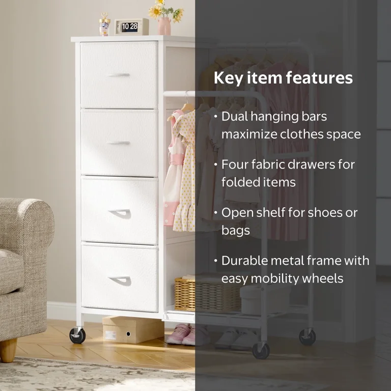 small dresser inside closet Yoobure Black with Hanging Rack saving storage solution Enhomee Fabric Dresser with 2