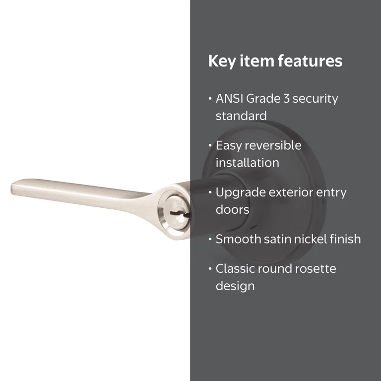 Hyper Tough Exterior Entry Classic Door Lever Satin Nickel Round