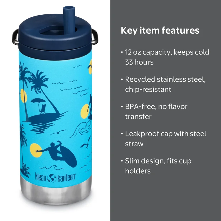 Klean Kanteen 12 fl oz Stainless Steel Insulated Water Bottle