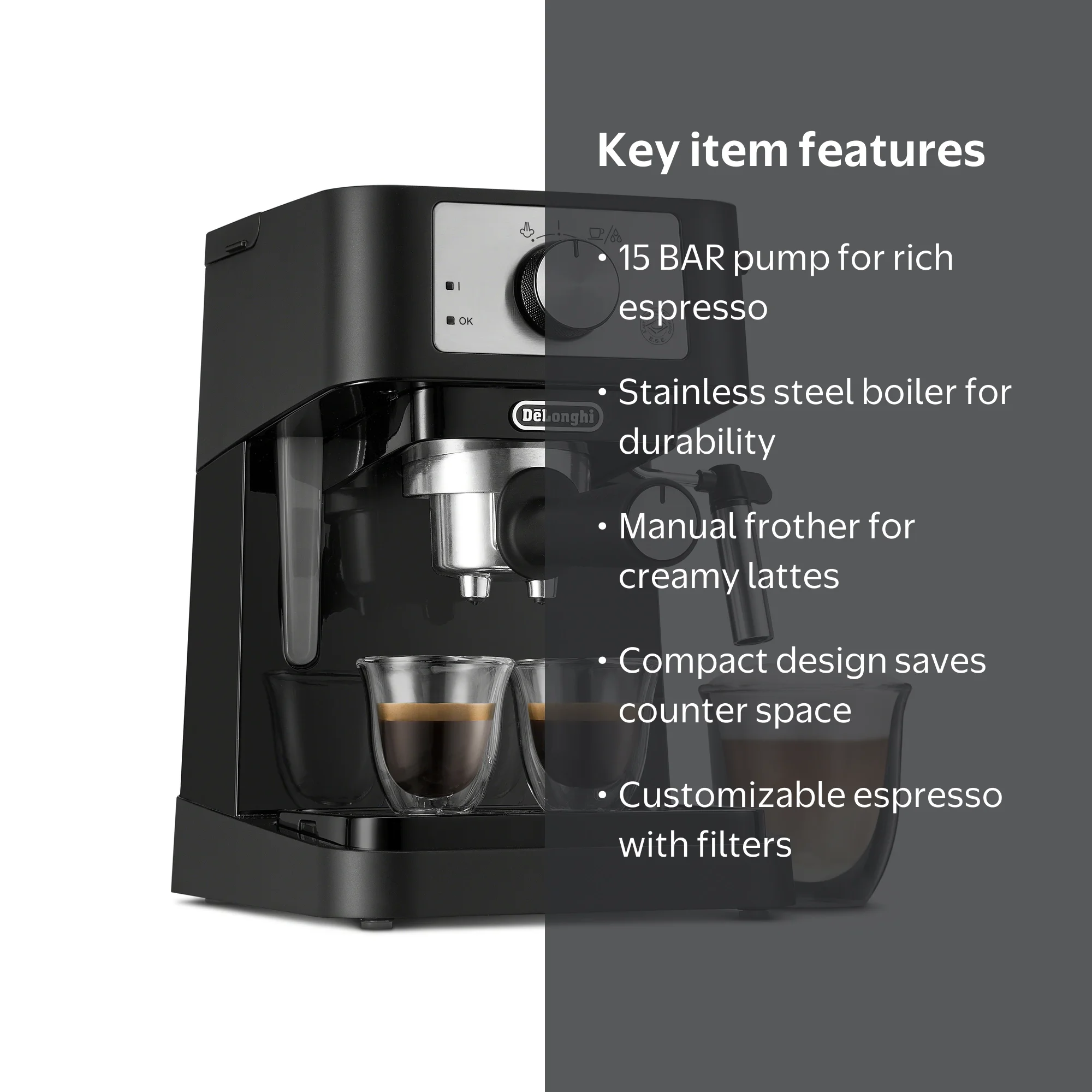 De'Longhi, Espresso Machine, Stilosa, Compact 15 Bar Pump