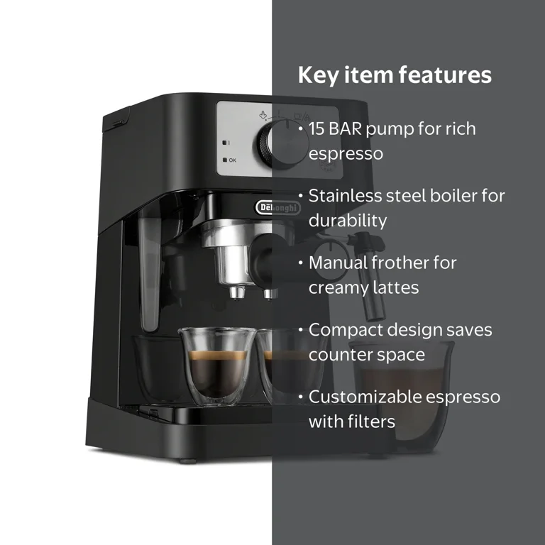 De'Longhi, Espresso Machine, Stilosa, Compact 15 Bar Pump