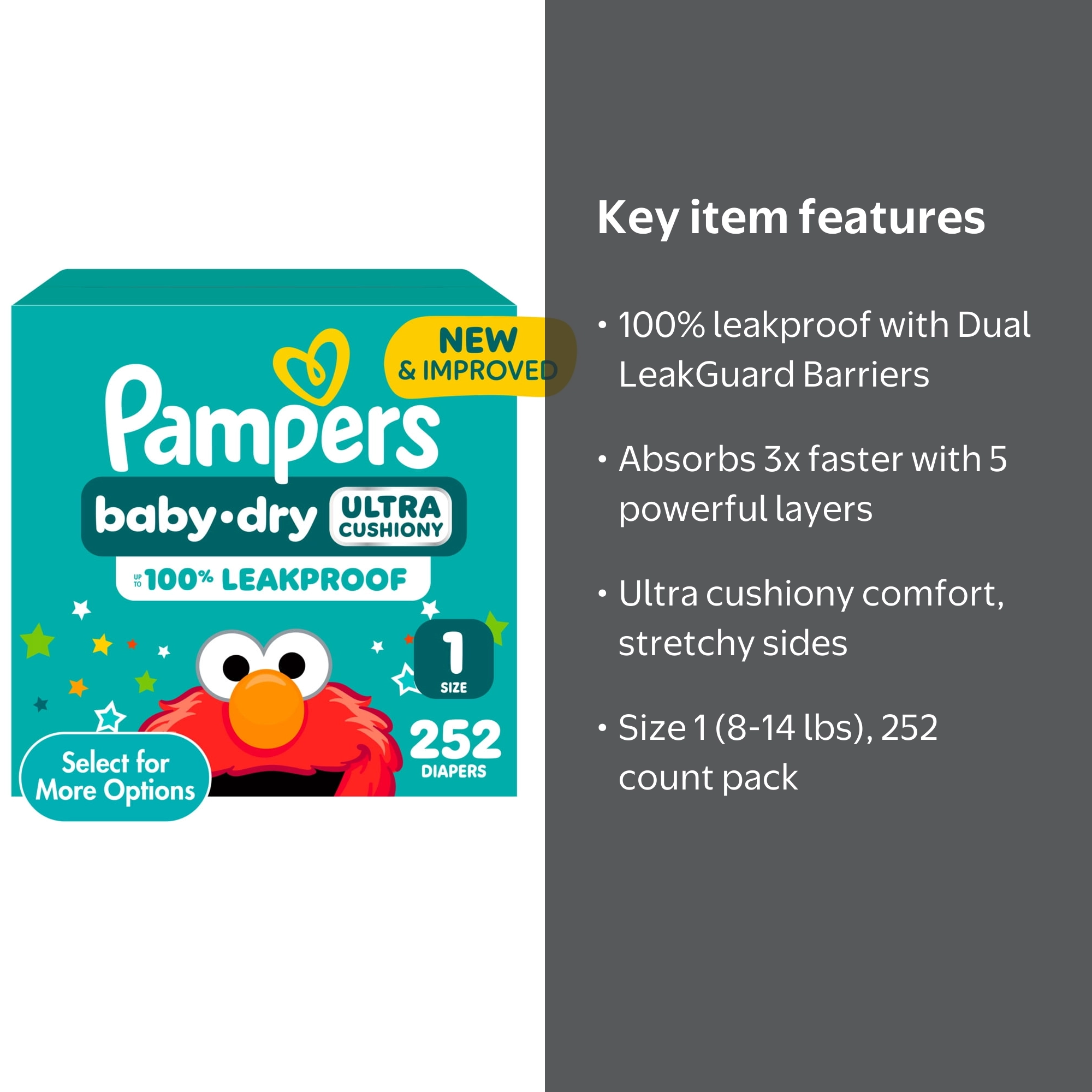 Free Shipping! Pampers Baby Dry Diapers Size 1 252 Count Leakproof