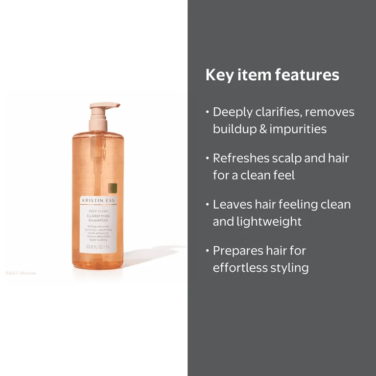 Kristin Ess Deep Clean Clarifying Shampoo, 33.8 fl oz, Buildup and