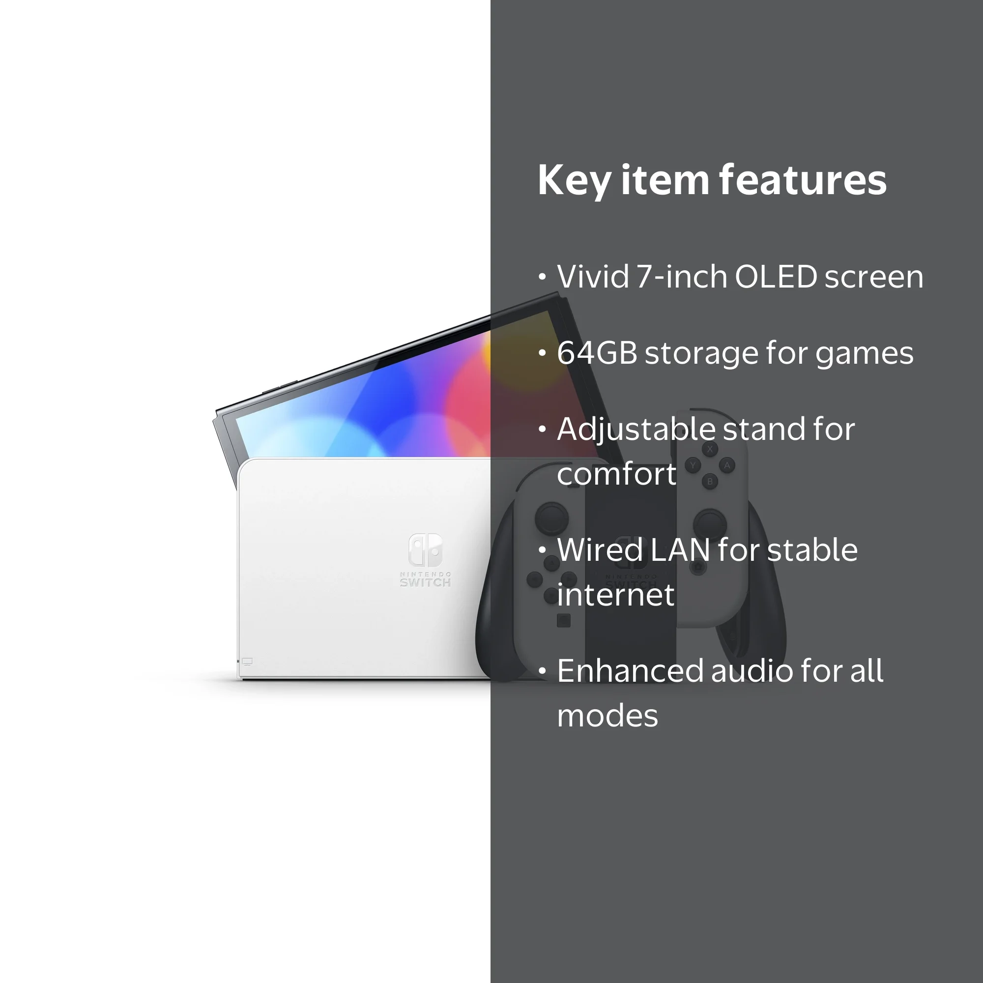 Nintendo Switch OLED Model Console System with White Joy-Con
