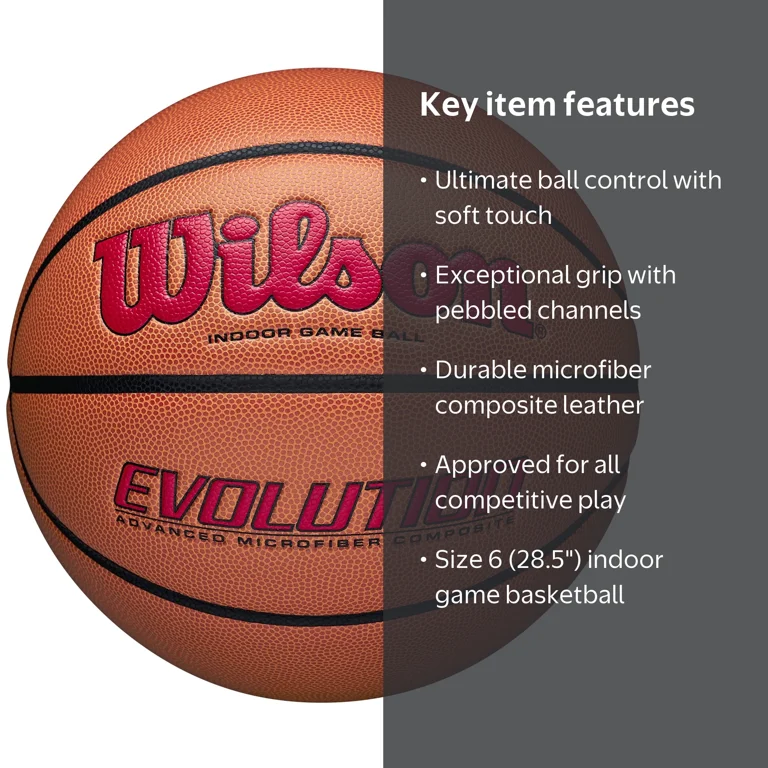 ボール Wilson Evolution Indoor Game Ball Wilson Evolution Indoor Game Basketball - Scarlet, Size 6 - 28.5
