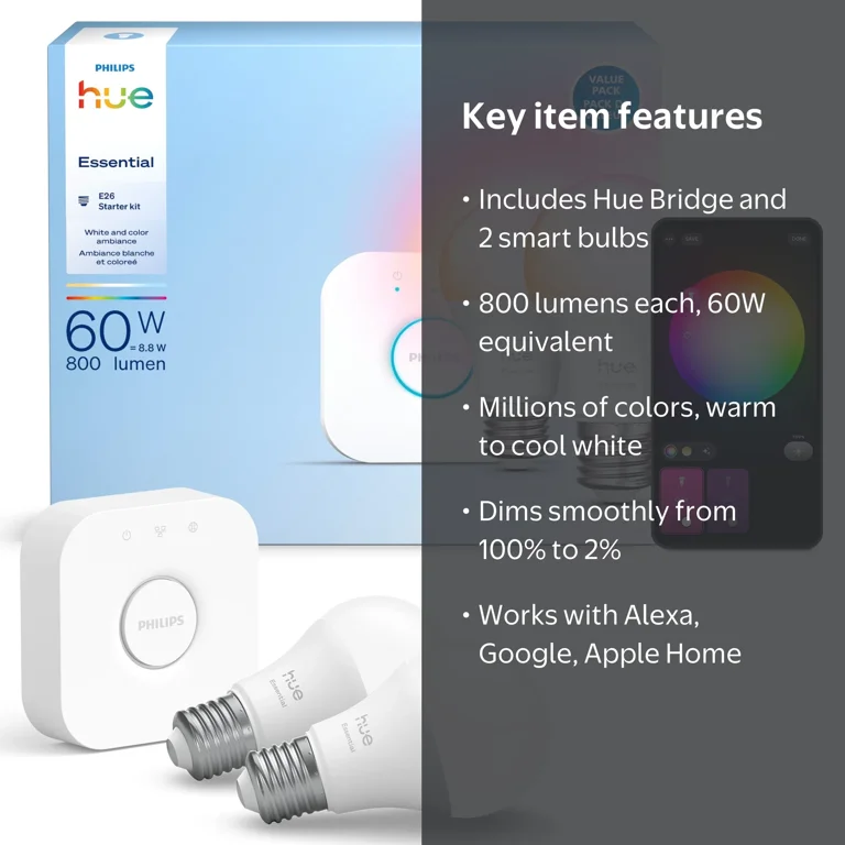 Philips Hue Essential White & Color Ambiance 2-Pack Starter Kit