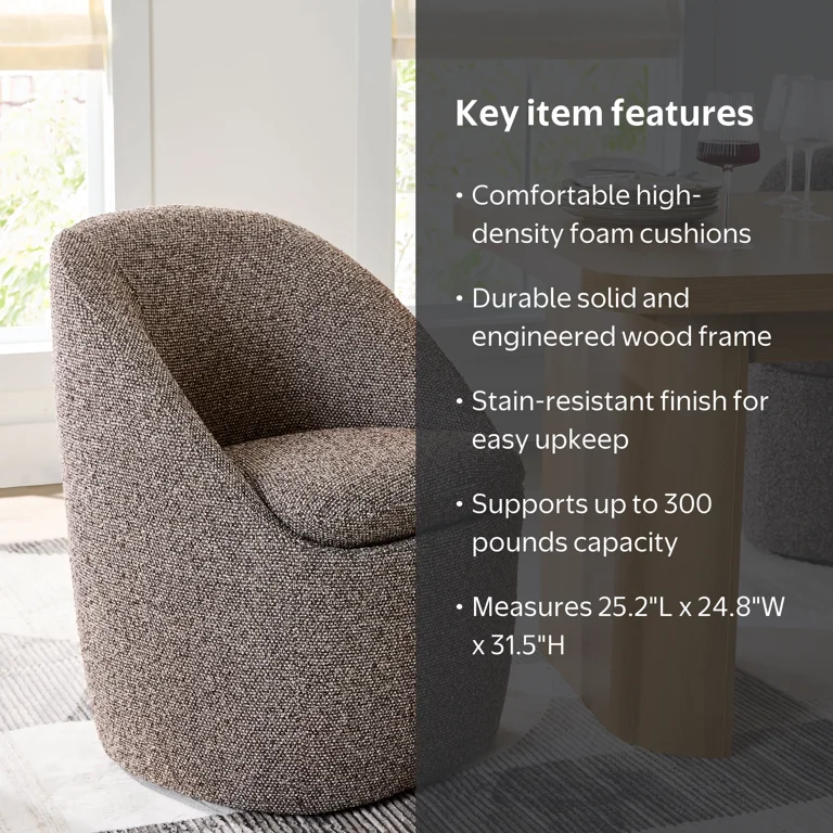 Better Homes & Gardens Mira Everywhere Dining Arm Chair, Truffle