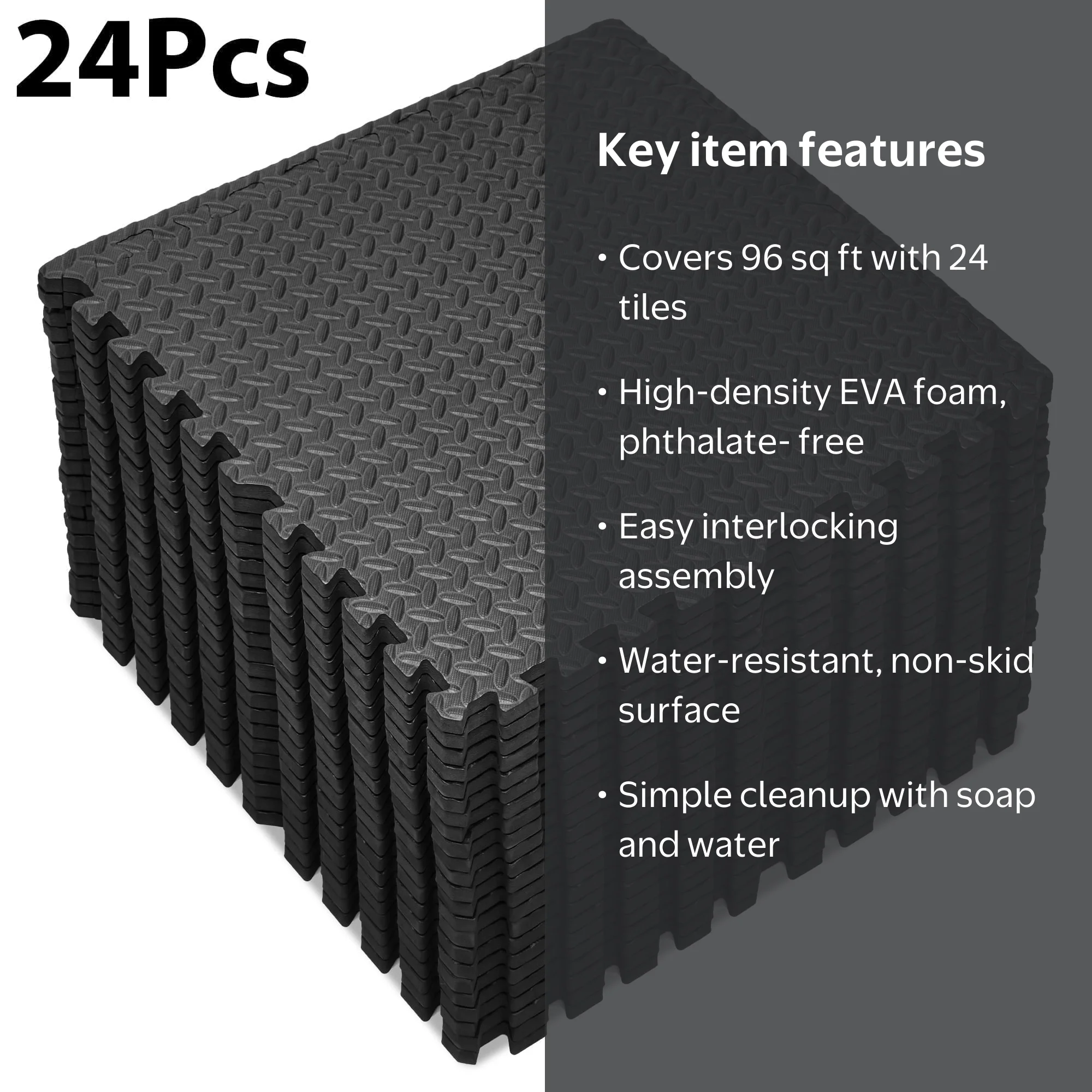 FIXTECH Puzzle Exercise Mat, EVA Interlocking Foam Floor Tiles for