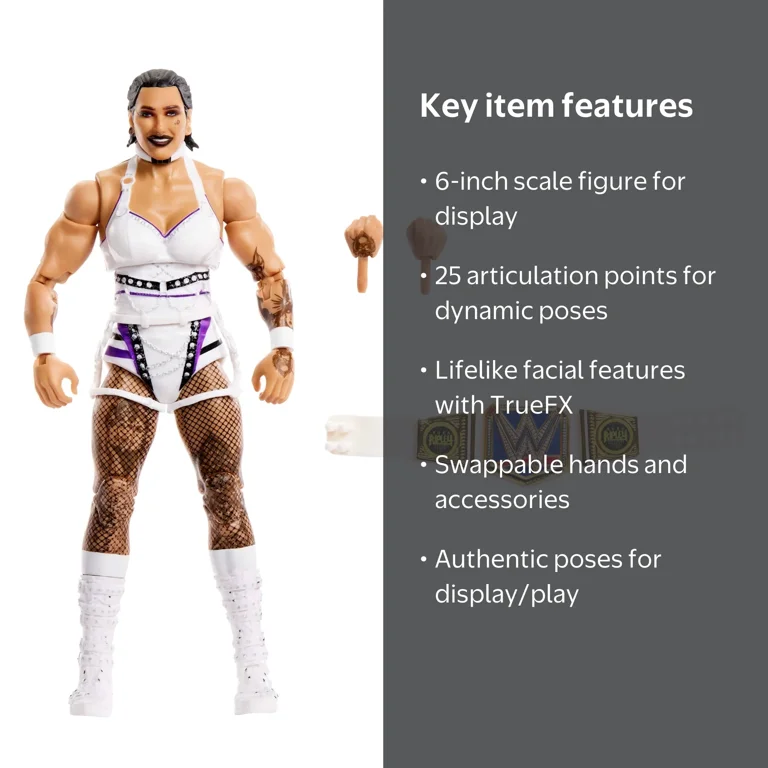 WWE Elite Rhea Ripley Action Figure, 6-inch Collectible Superstar