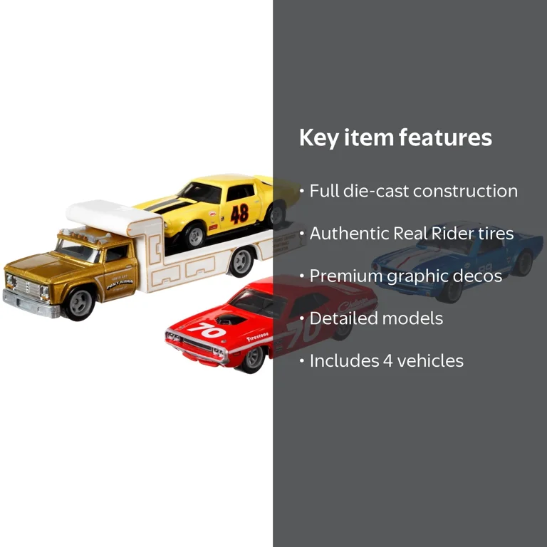 Hot Wheels Premium Collect Display Sets, 3 Die-Cast Cars, 1 Team